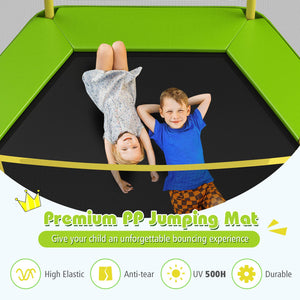 7FT Kids Trampoline with Safety Enclosure Net-Green view 4