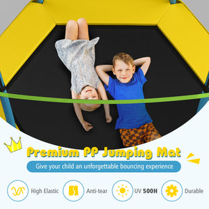 7 ft Kids Trampoline W/ Safety Enclosure Net-Yellow view 4