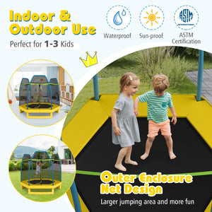 7 ft Kids Trampoline W/ Safety Enclosure Net-Yellow view 5