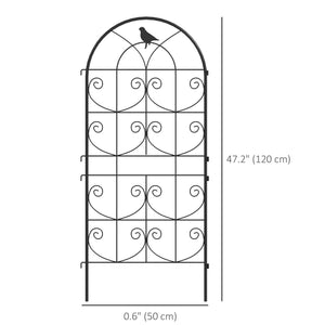 Set of 2 Metal Garden Trellis, Decorative Trellis Panels, Bird Design, 120 x 50 cm, Black – view 2