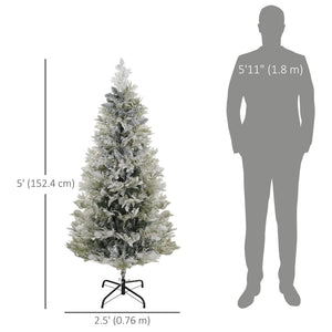 6 Feet Pencil Snow Flocked Artificial Christmas Tree with 517 Realistic Cypress Branches, Auto Open, Green – view 16