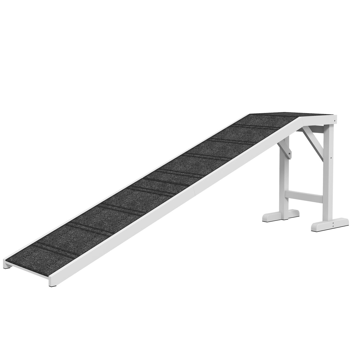Pet Ramp Bed Steps for Dogs Cats Non-slip Carpet Top Platform Pine Wood 74"L x 16"W x 25"H Brown