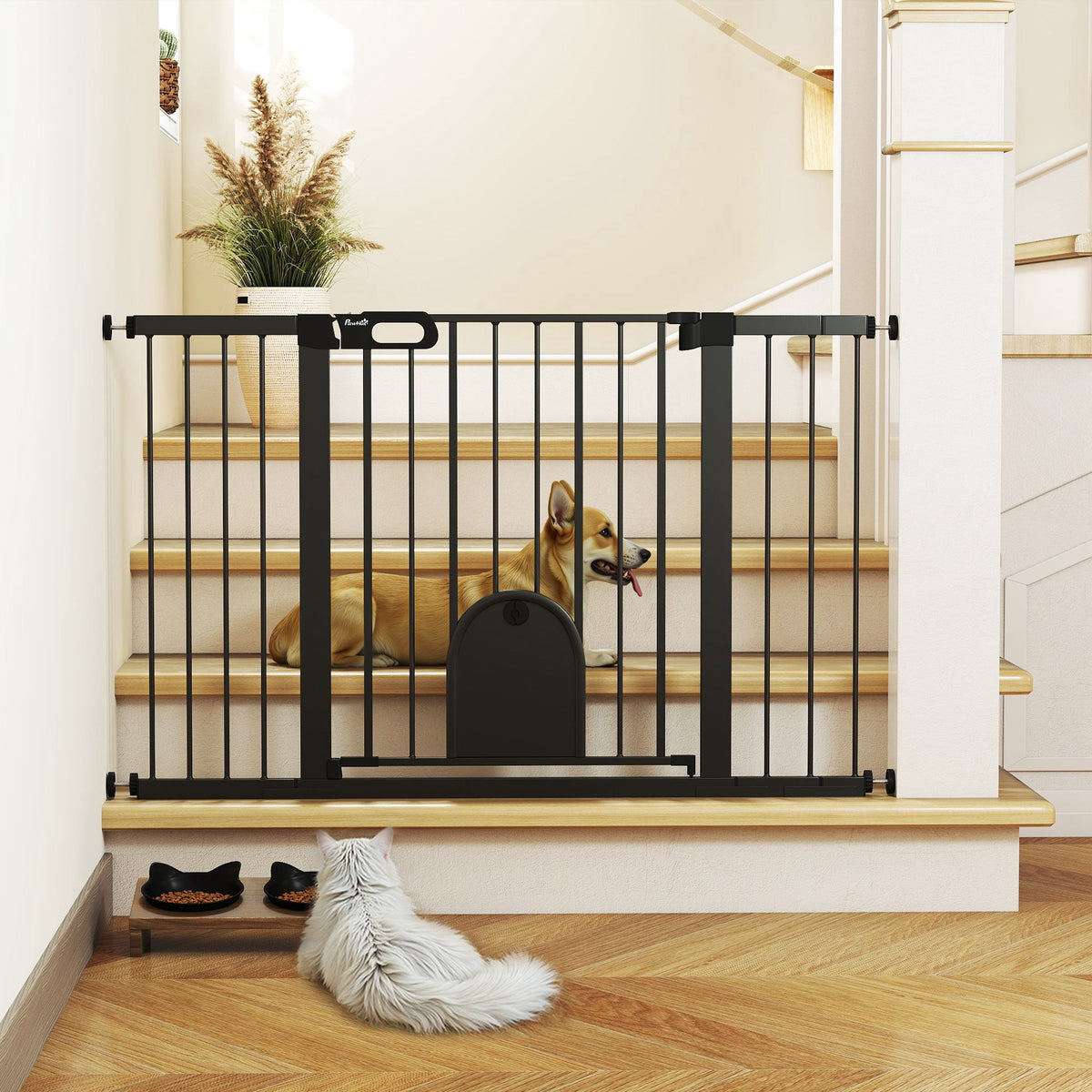 30"-52" Extra Wide Pet Gate Barrier with Small Door, 30"H Dog Gate with Safety Gate Barrier – view 16