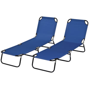 Set of 2 Folding Outdoor Lounge Chair, Sun Tanning Chairs with Reclining Back – view 8