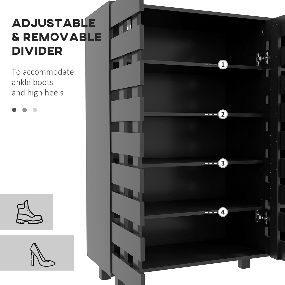 Shoe Cabinet, 21 Pair Shoe Storage Cabinet Organizer with 5-tier Double Door Cupboard and 5-tier Open – view 11