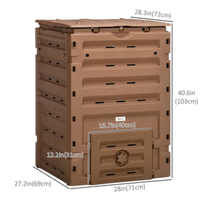 Compost Bin, Garden Composter with 80 Vents and 2 Doors, 120 Gallon (450L), Brown – view 2