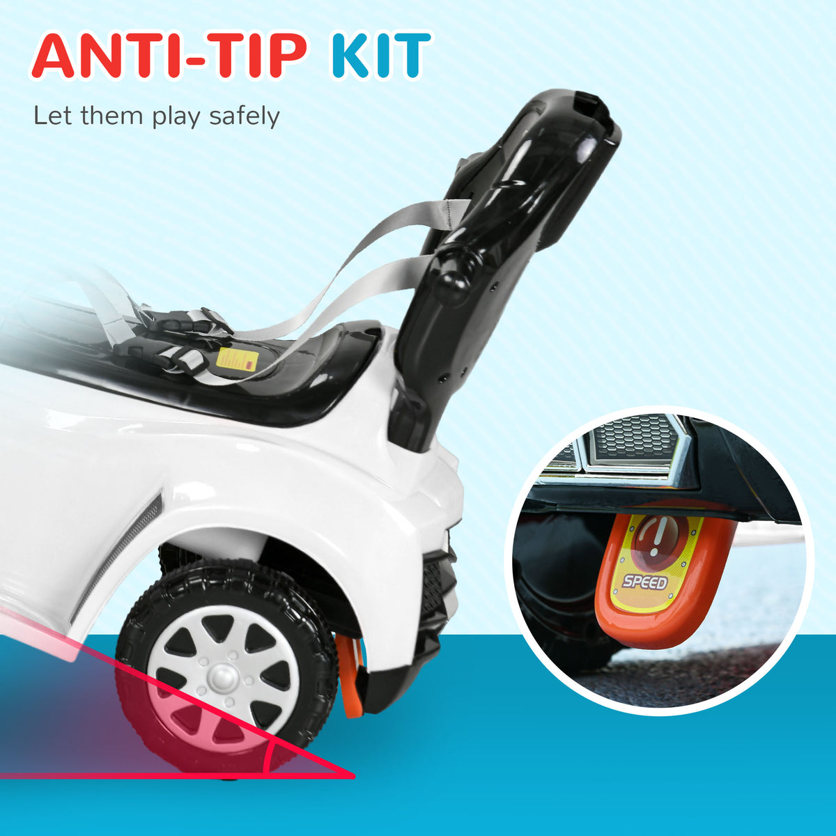 Qaba 3 in 1 Kids Push Car Toddler Sliding Car, Foot to Floor Design with Music, Light, Handle, Removable Canopy