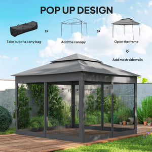 11' x 11' Pop Up Canopy 2-Tier Soft Top Shelter Event Tent w/ Netting Carry Bag for Patio Backyard Garden – view 3