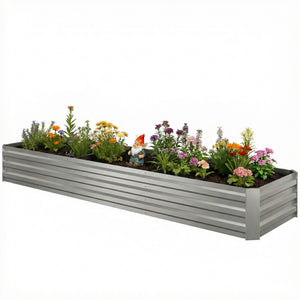 8'x2'x1' Galvanized Raised Bed, Large Elevated Planter Box for Growing Flowers, Herbs and Vegetables – view 29