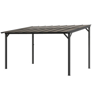 10' x 14' Hardtop Gazebo Wall-Mounted / Free Standing Outdoor Pergola with UPF 50+ & Waterproof Polycarbonate Roof