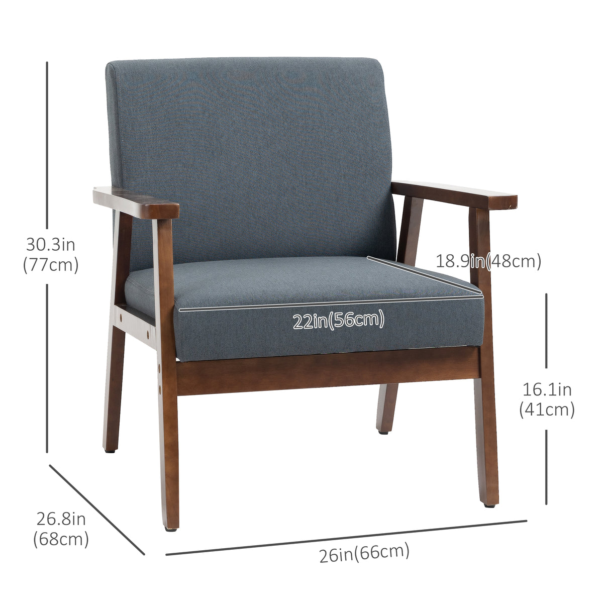 Accent Chairs with Cushioned Seat, Upholstered Linen-Feel Armchair with Adjustable Feet for Bedroom – view 9