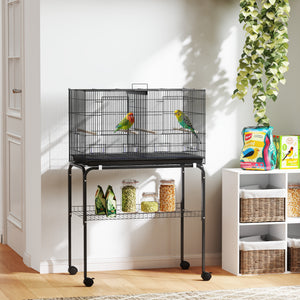 18" H Bird Cage, Large Parakeet Cage for Budgie, Lovebird, Canary, Finches with Divider, Black – view 14