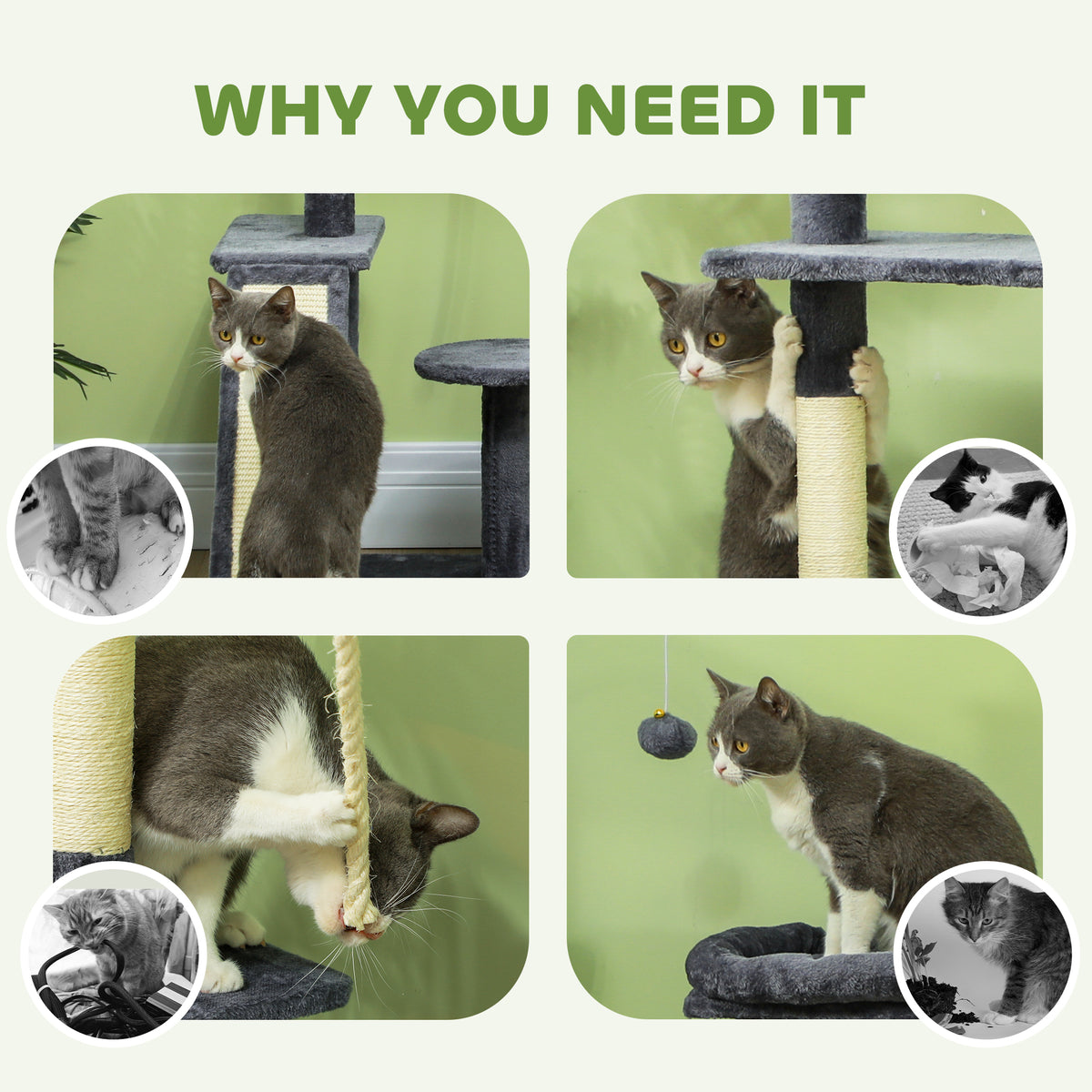 53" Cat Tree, Cat Tower with Scratching Posts, Cat Condo, Beds, Platforms, Toy Balls for Indoor Cats – view 5