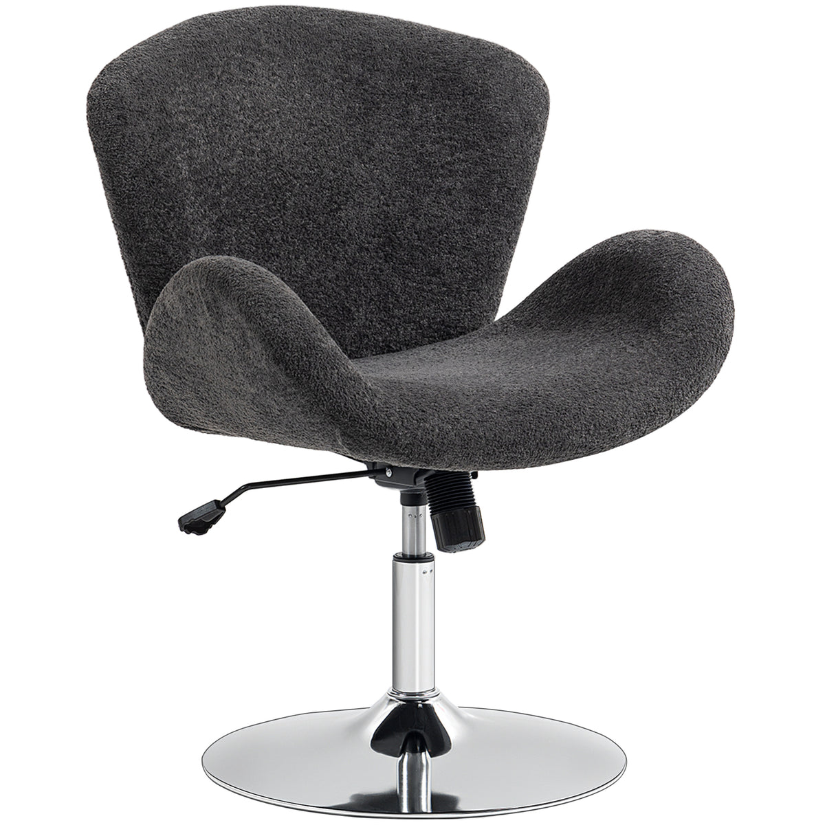 Swivel Office Chair, Velvet Desk Chair with Wide Bucket Seat, Butterfly Back, Tilt Function and Round Base