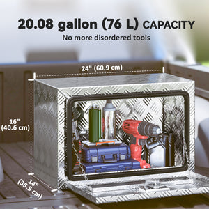 24 Inch Underbody Truck Tool Box, Heavy Duty Aluminum Tool Box, Storage Toolbox Chest Organizer with Lock and Keys