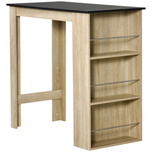 Bar Table Counter Height Dining Table with 3 Storage Shelves for Kitchen, Dining Room, Living Room, Natural