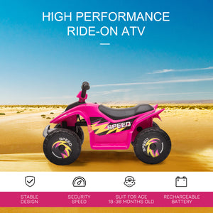 Aosom Kids Ride on ATV, 6V Battery Powered Quad Car with Forward, Reverse Switch, for Boys Girls 18-36 Months