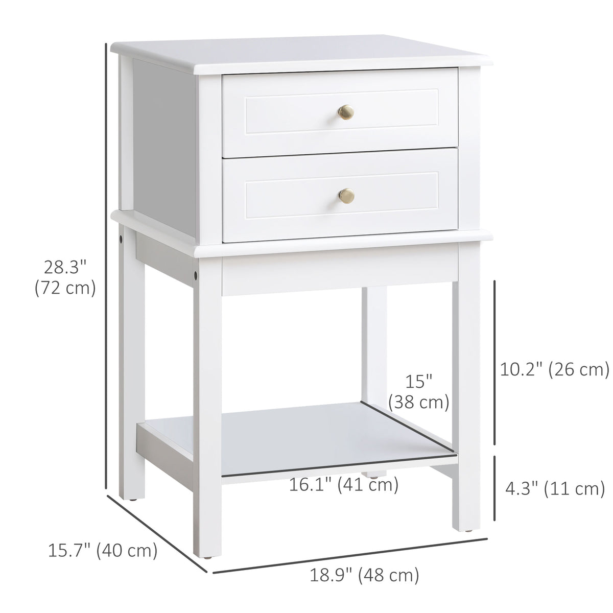 Modern Sofa Side Table, Accent End Table with Drawers and Storage Shelf – view 9