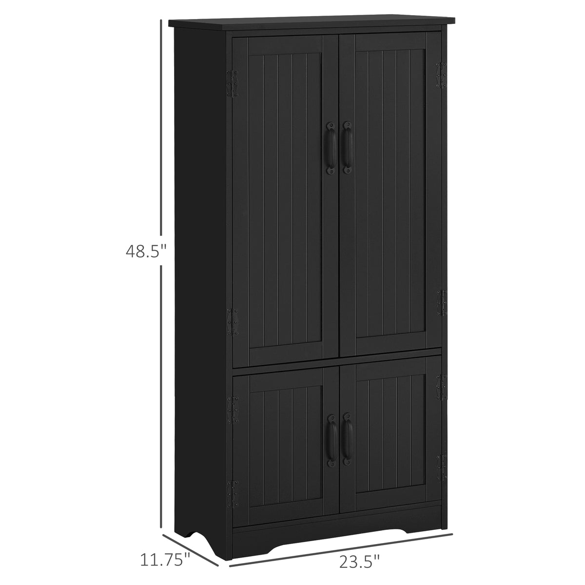48" 4-Door Storage Cabinet Multi-Storey Large Space Pantry with Adjustable Shelves Black – view 2