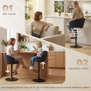 Bar Stools Set of 2, Swivel Counter Height Barstools with Back, Footrest, Adjustable Height, Beige – view 11
