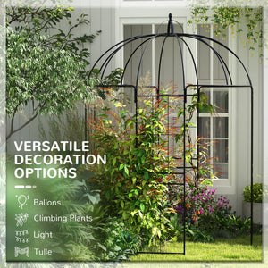 Birdcage Shape Arbour, Metal Garden Arbour Pergola Pavilion for Climbing Plants, Lights, French Style Arch Trellis