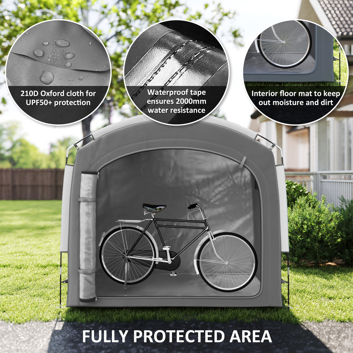 Bike Storage Shed Tent, Portable and Waterproof with 210D Oxford Fabric and Carry Bag for 3-4 Bicycles – view 11