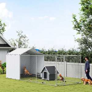 Galvanized Steel Dog Kennel Outdoor with Waterproof & UV-Resistant Cover for Large Dogs, 13.1' x 7.5' x 7.5' – view 21