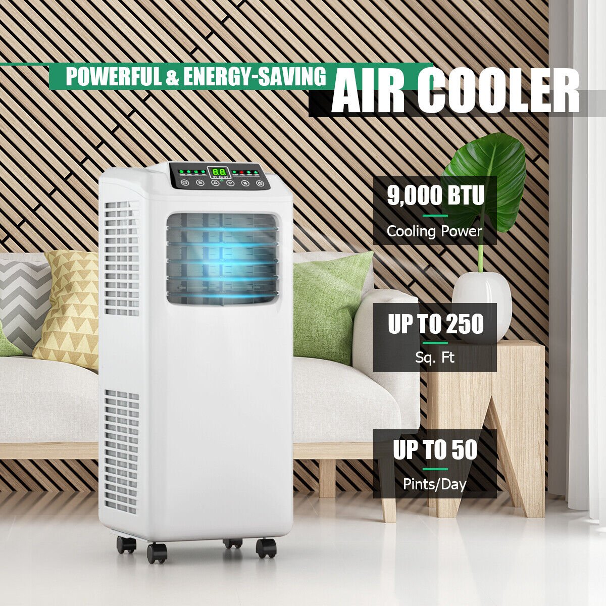 9000 BTU Portable Air Conditioner with Built-in Dehumidifier and Remote Control view 7