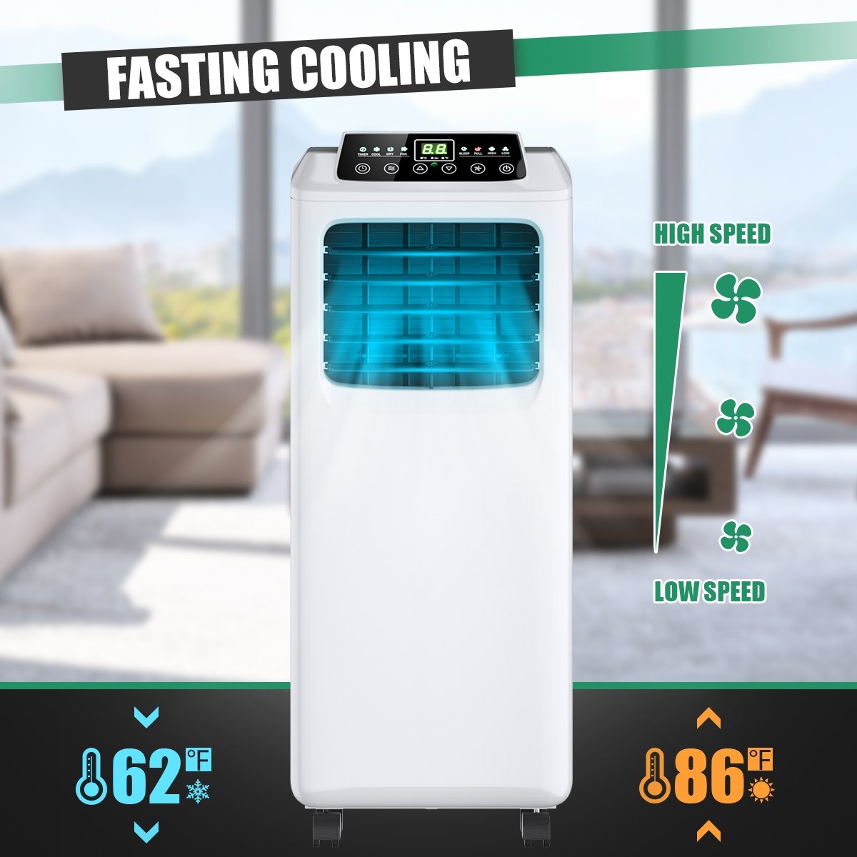 9000 BTU Portable Air Conditioner with Built-in Dehumidifier and Remote Control view 8