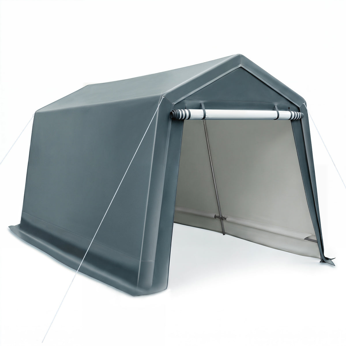 8.3 x 14 Feet Outdoor Storage Shed with Roll-Up Zipper Door-Green