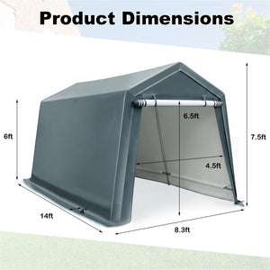 8.3 x 14 Feet Outdoor Storage Shed with Roll-Up Zipper Door-Green view 5