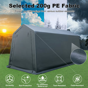 8.3 x 14 Feet Outdoor Storage Shed with Roll-Up Zipper Door-Green view 6