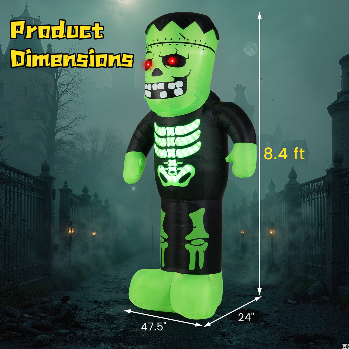 8.4 Feet Tall Halloween Inflatable Decoration Blow up Frankenstein Decoration view 4