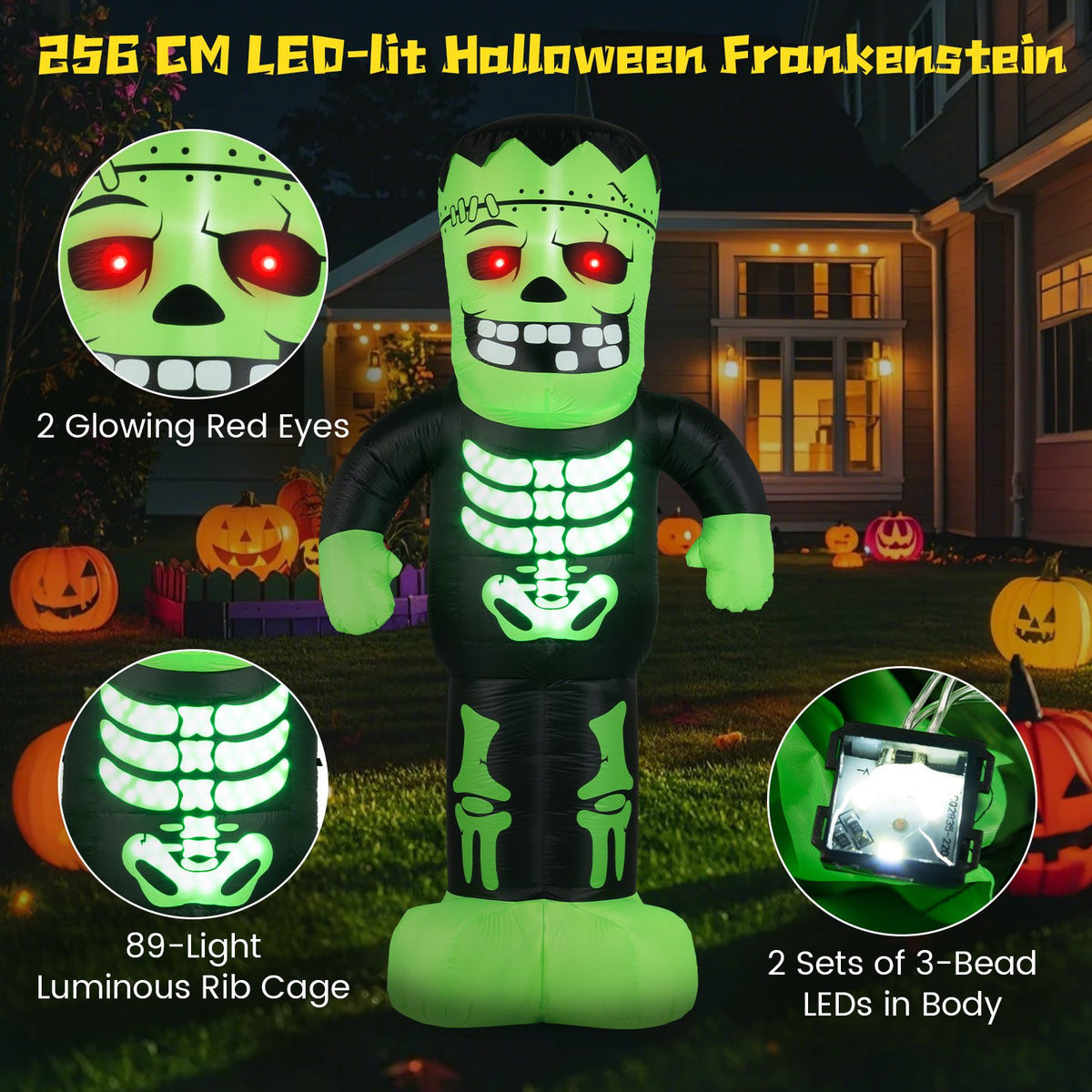 8.4 Feet Tall Halloween Inflatable Decoration Blow up Frankenstein Decoration view 7