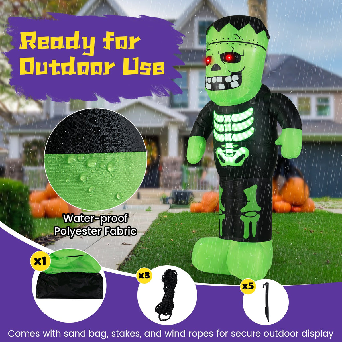 8.4 Feet Tall Halloween Inflatable Decoration Blow up Frankenstein Decoration view 8
