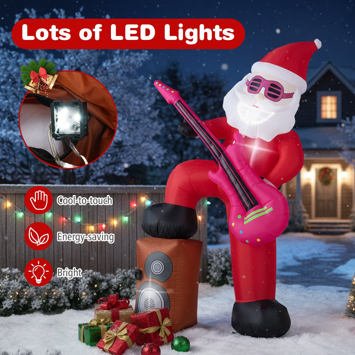 8.4 ft Inflatable Santa Claus with Sound-synced Light Effect and LED Lights view 5