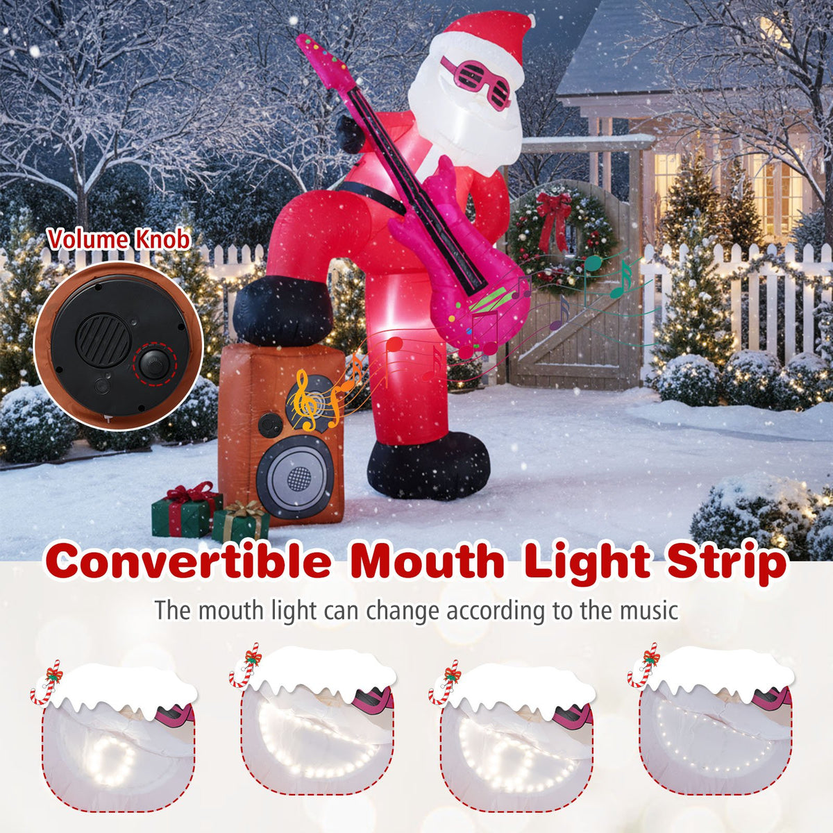 8.4 ft Inflatable Santa Claus with Sound-synced Light Effect and LED Lights view 6