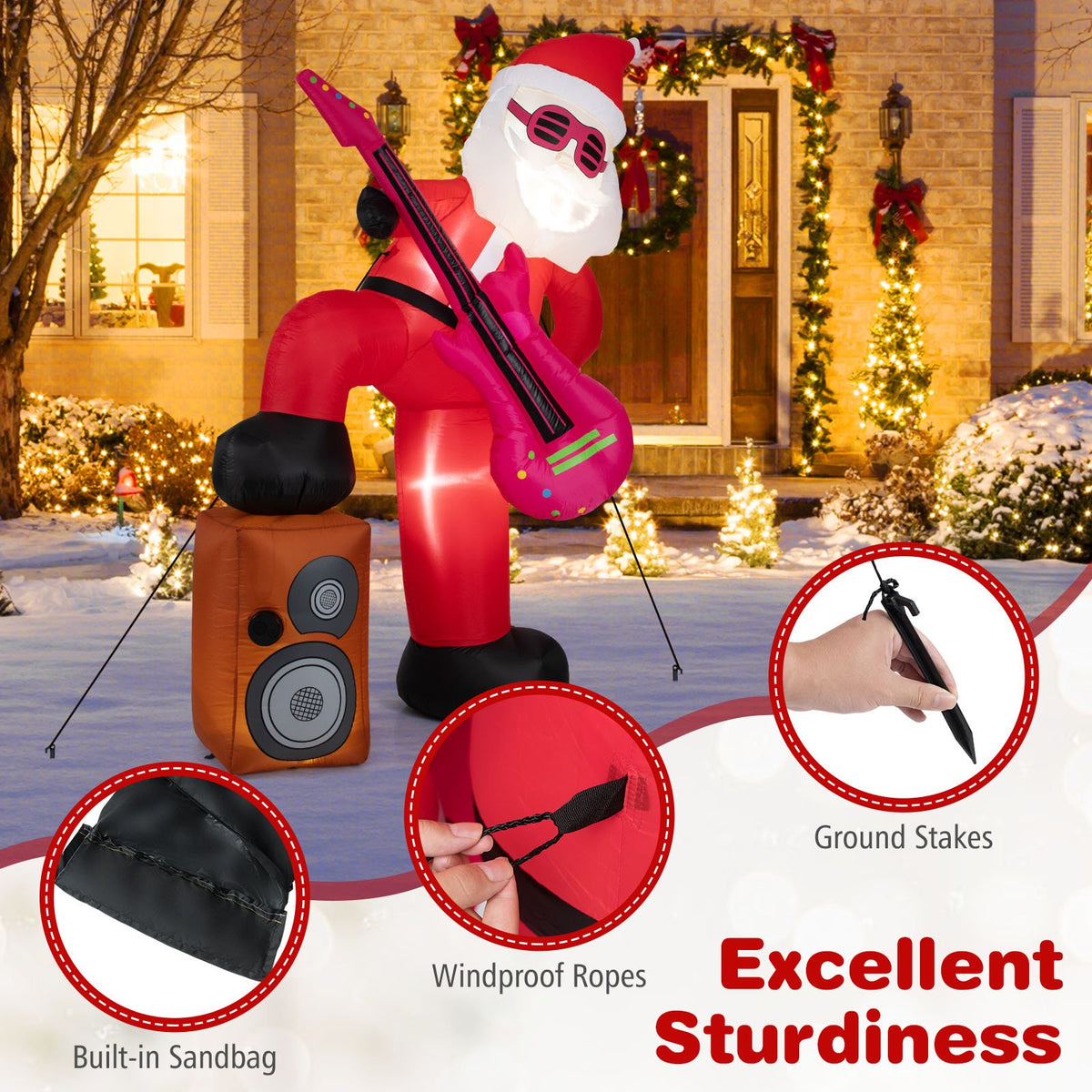 8.4 ft Inflatable Santa Claus with Sound-synced Light Effect and LED Lights view 8