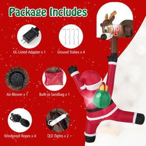 8.5 Feet Christmas Inflatable Reindeer and Climbing Santa Claus with Built-in LED Lights view 7
