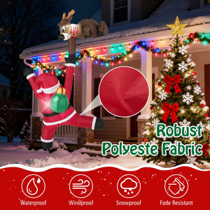 8.5 Feet Christmas Inflatable Reindeer and Climbing Santa Claus with Built-in LED Lights view 9