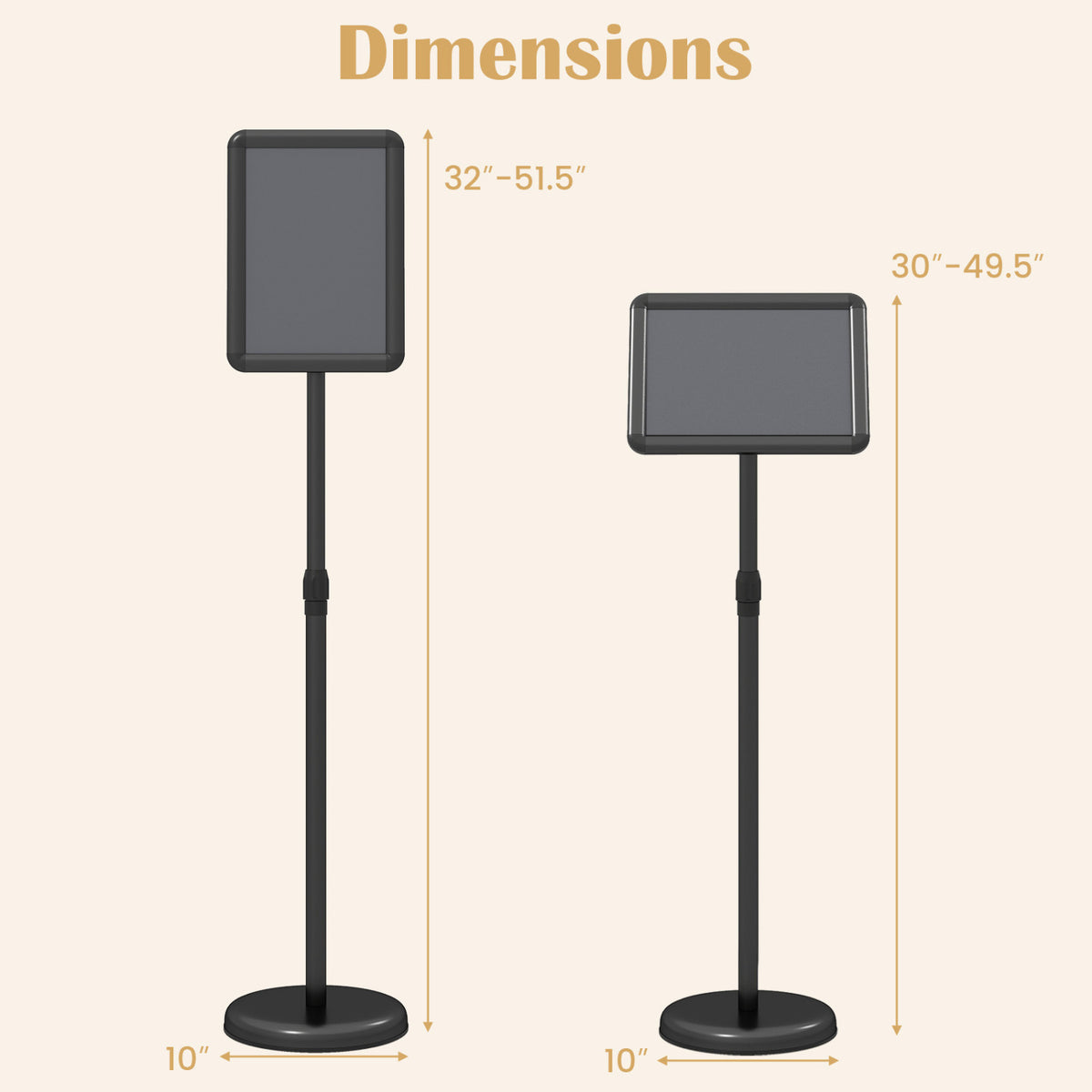 8.5 x 11Inch Sign Holder Stand with Snap-Open Frame and 360° Rotation-Black view 4
