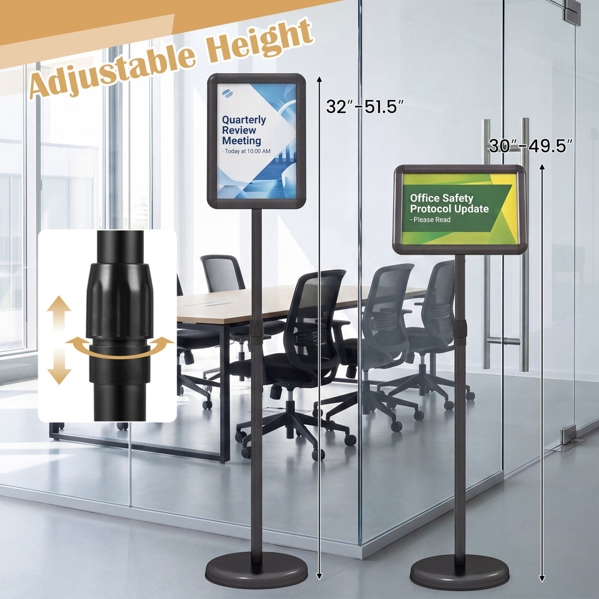 8.5 x 11Inch Sign Holder Stand with Snap-Open Frame and 360° Rotation-Black view 6