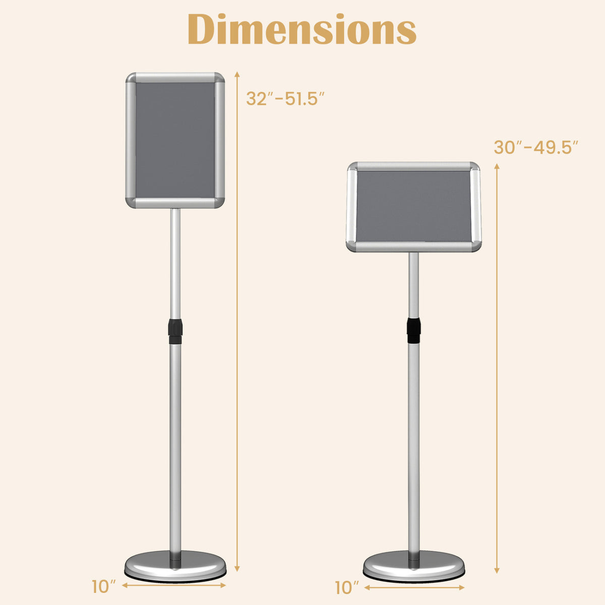 8.5 x 11Inch Sign Holder Stand with Snap-Open Frame and 360° Rotation-Silver view 4