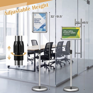 8.5 x 11Inch Sign Holder Stand with Snap-Open Frame and 360° Rotation-Silver view 5