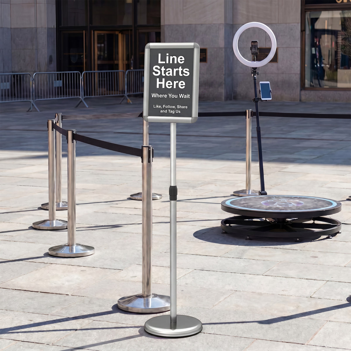 8.5 x 11Inch Sign Holder Stand with Snap-Open Frame and 360° Rotation-Silver view 6