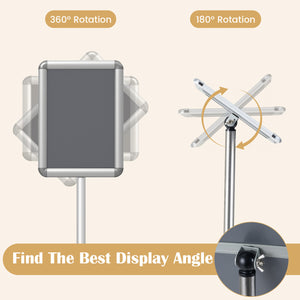 8.5 x 11Inch Sign Holder Stand with Snap-Open Frame and 360° Rotation-Silver view 7