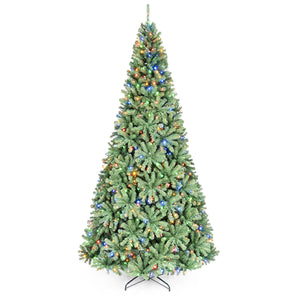 8/7/6/9/5/4 FT Artificial Christmas Tree with 2 Lighting Colors and Folding Metal Stand-XL view 2