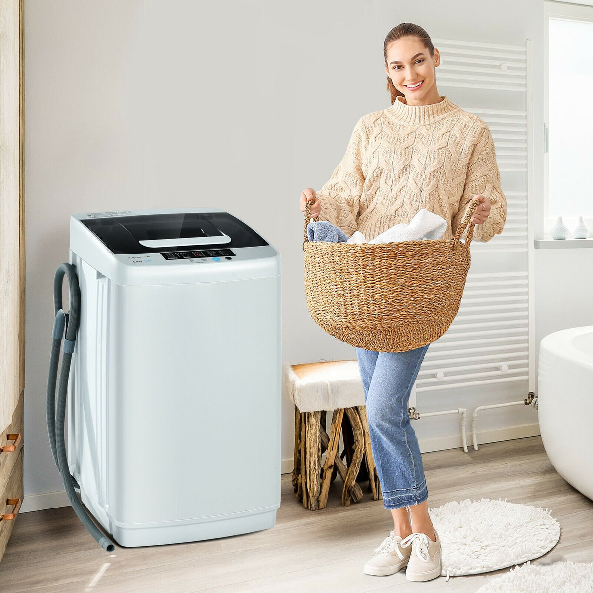 8.8 lbs Portable Full-Automatic Laundry Washing Machine with Drain Pump view 3