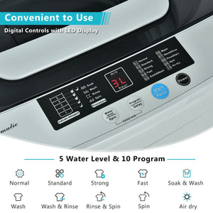 8.8 lbs Portable Full-Automatic Laundry Washing Machine with Drain Pump view 8