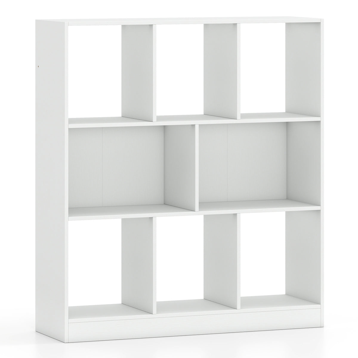 8-Cube Bookcase 3-Tier with 2-Sized Compartments and Anti-Tip Kits for Living Room-White view 4